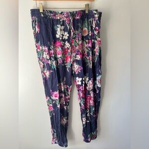 Johnny Was Silk Floral Joggers
